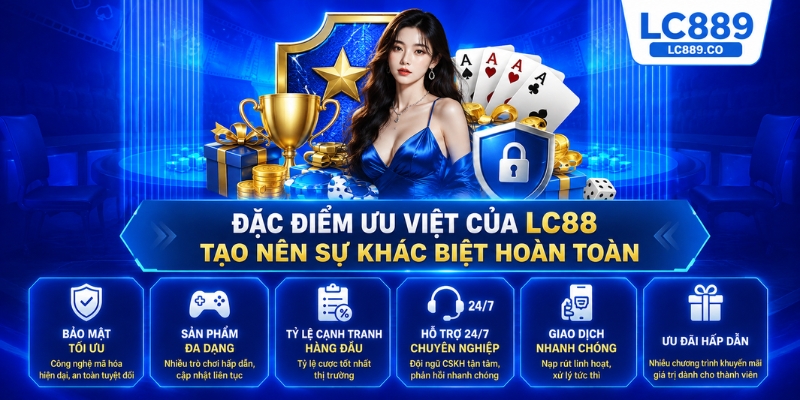 Đặc điểm ưu việt của LC88 tạo nên sự khác biệt hoàn toàn